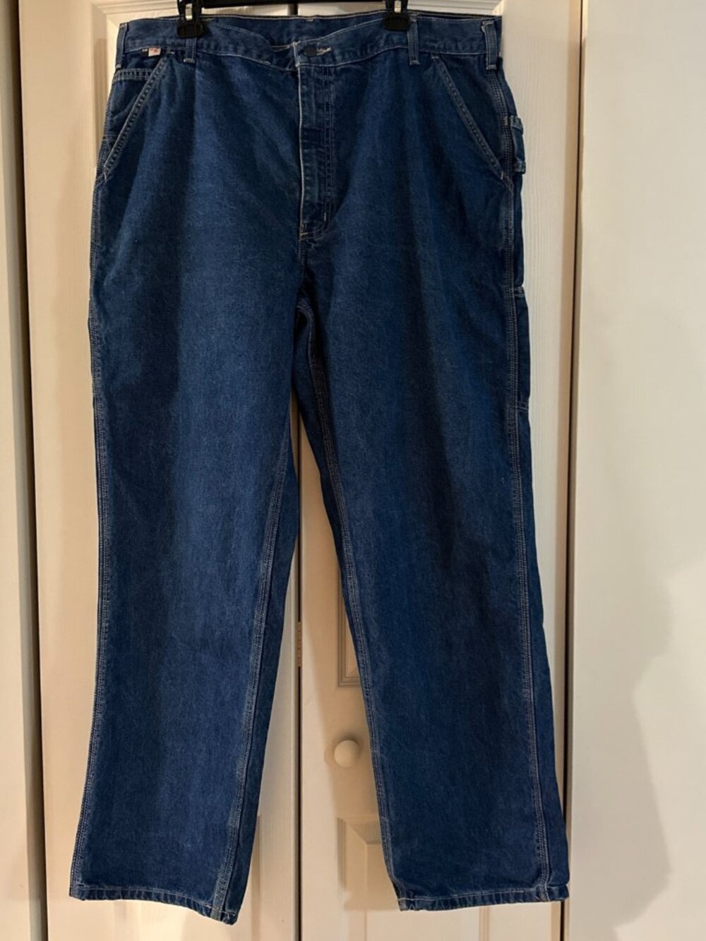 Carhartt FR Loose Fit Jeans Mens 40x34 Blue Medium Wash Utility Denim BD0013-FRM